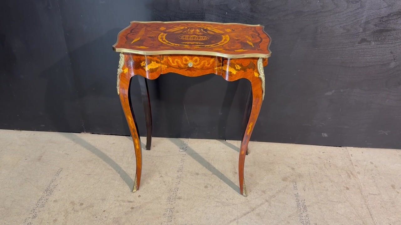Film of Pretty French Marquetry Lamp Table