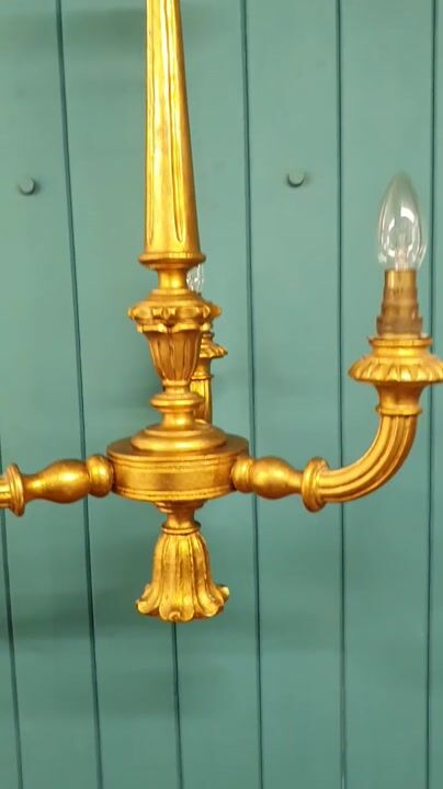 Film of C1900 Carved Giltwood Three Arm Chandelier