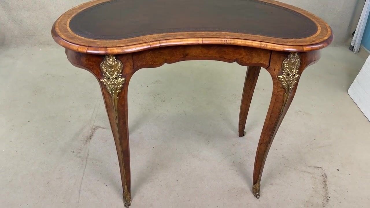 Film of Gillow Walnut 19th Century Kidney Writing Table