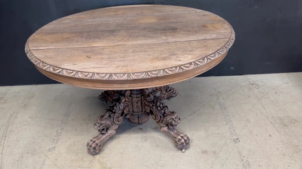 Film of French Carved Oak Hunting Table
