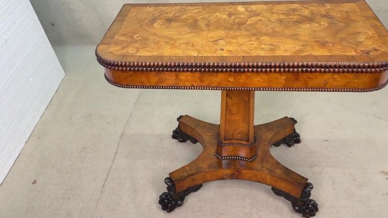 Film of Early 19th Century Pollard Oak Tea Table, Regency Period English