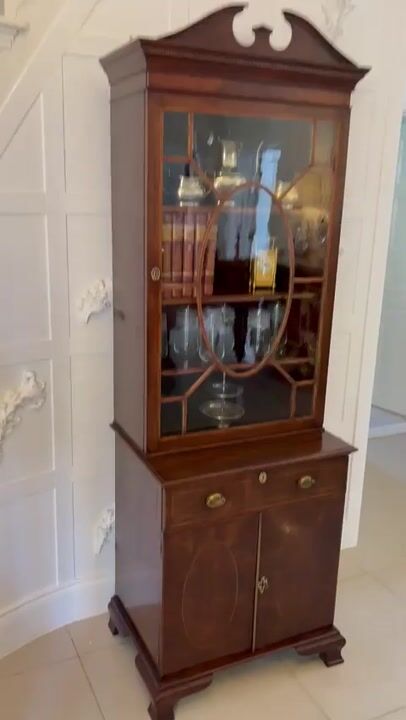 Film of Outstanding Quality Antique Victorian Mahogany Inlaid Bookcase