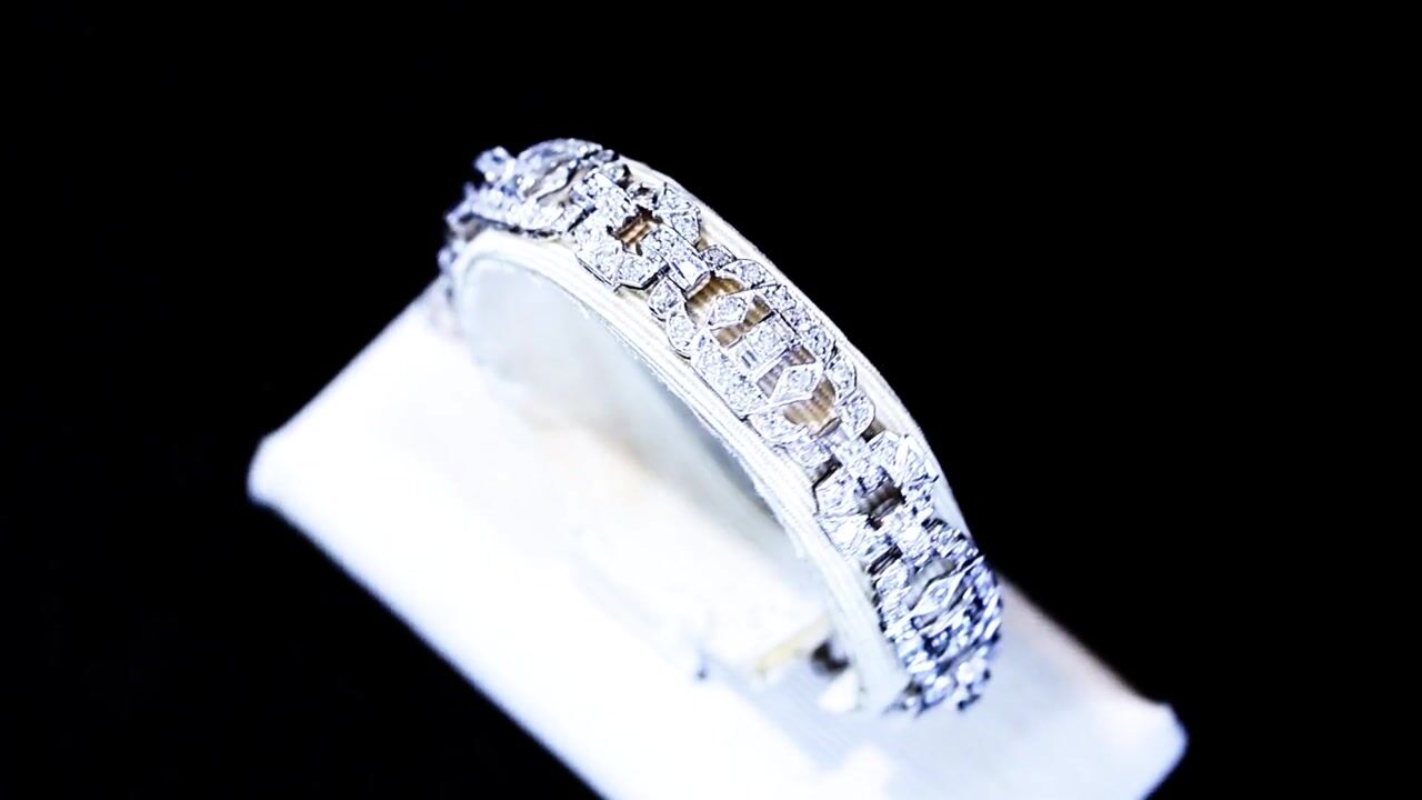 Film of 6.50ct Diamond and Platinum Bracelet - Antique Circa 1930