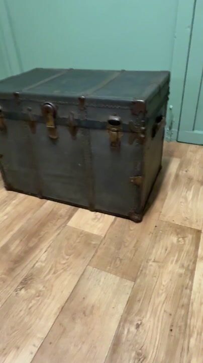 Film of Vintage Faux Leather Studded Travel Trunk by Triumph