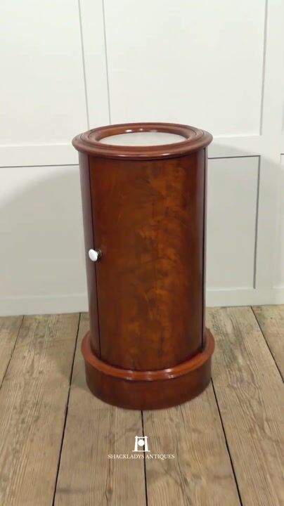 Film of Early Victorian Flame Mahogany Circular Bedside Cabinet