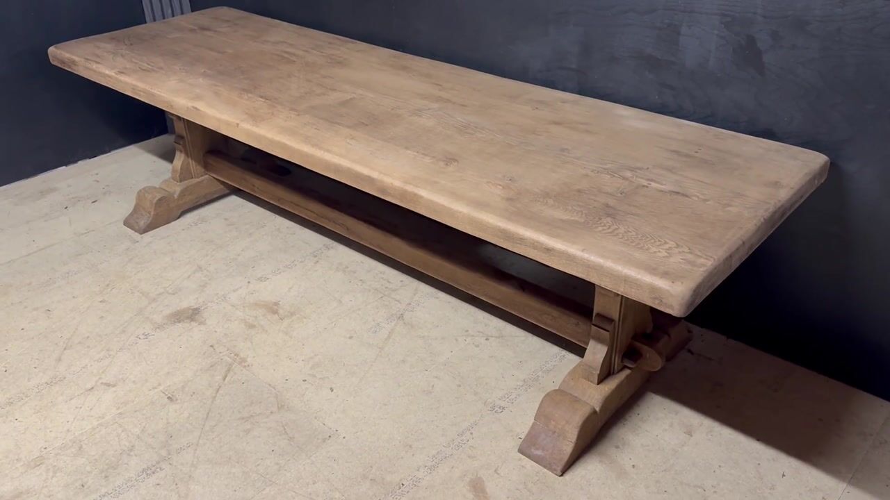 Film of Large 3m French Oak Farmhouse Dining Table