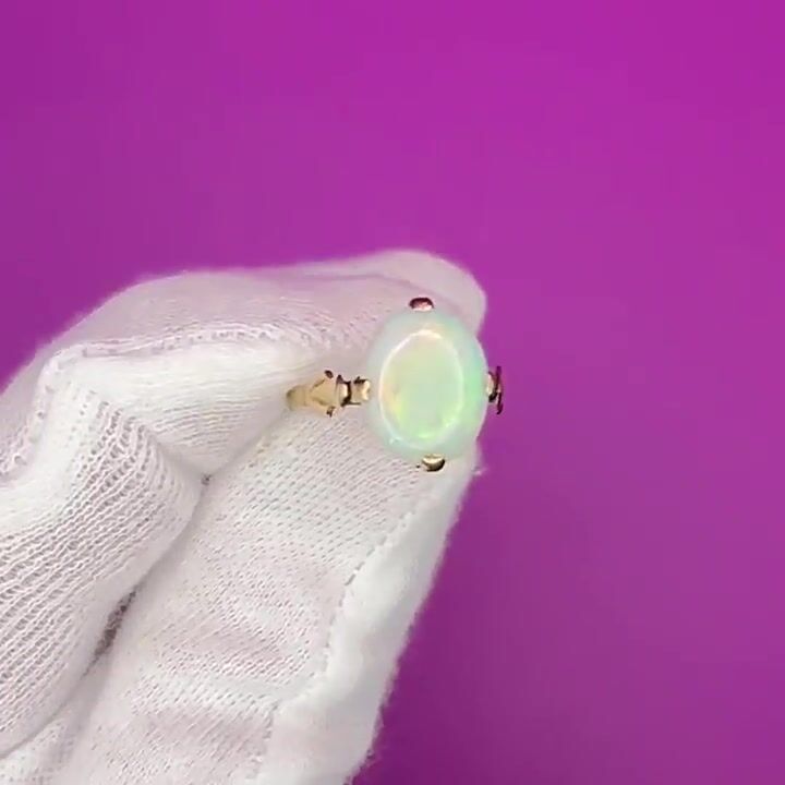 Film of 9ct Gold Antique Opal (6.00ct) Solitaire Ring C.1900