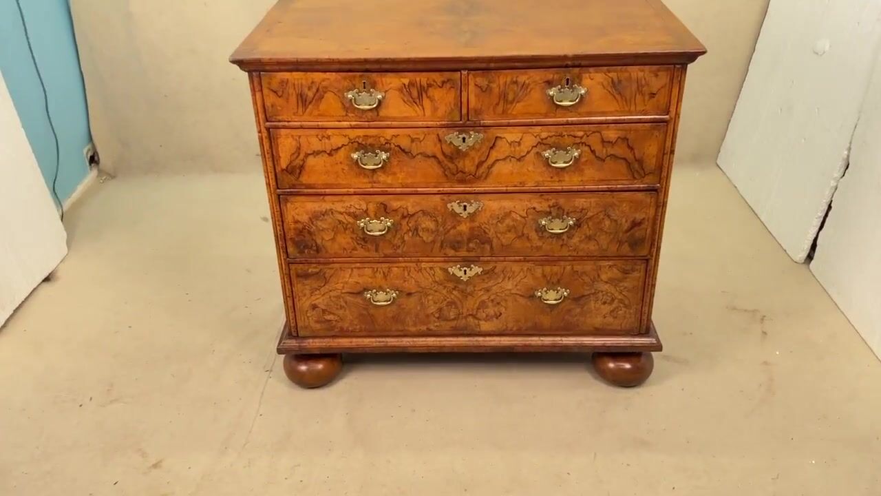 Film of Queen Anne Period Walnut Chest of Drawers, Early 18th Century