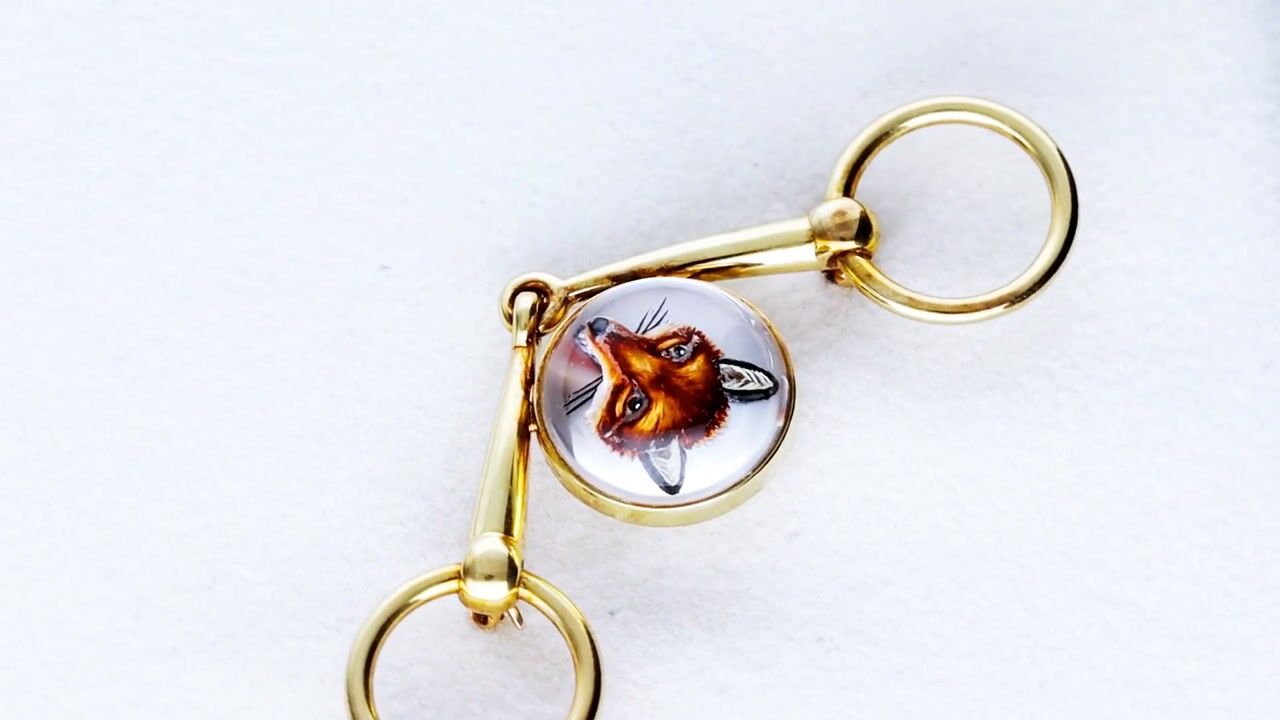 Film of Antique Rock Crystal and 14ct Yellow Gold Fox Brooch Circa 1890