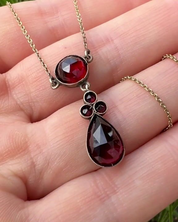 Film of Victorian Garnet Drop Necklace