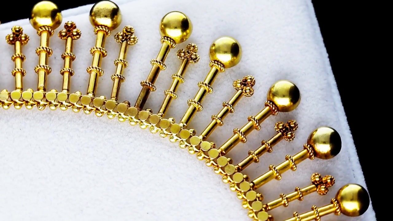 Film of 18ct Yellow Gold Fringe Necklace - Antique Victorian