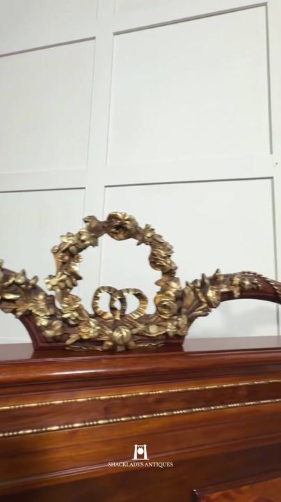 Film of Fine Louis XVI Style Mahogany and Parquetry Double Bed