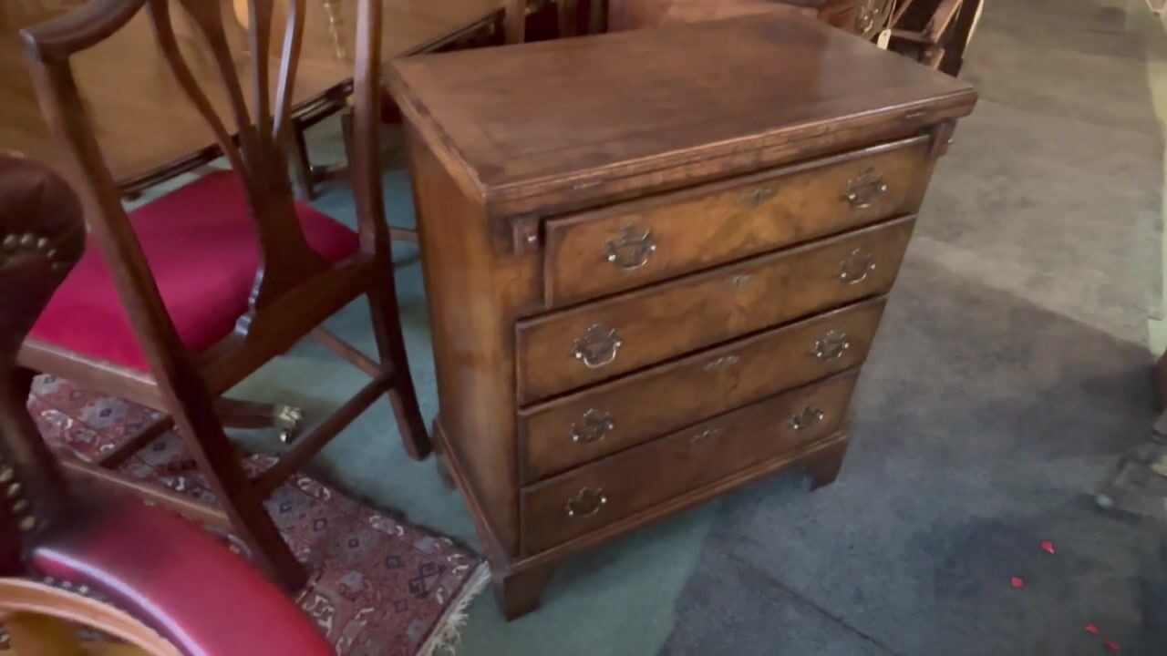 Film of Antique Burr Walnut Bachelor’s Chest of Drawers