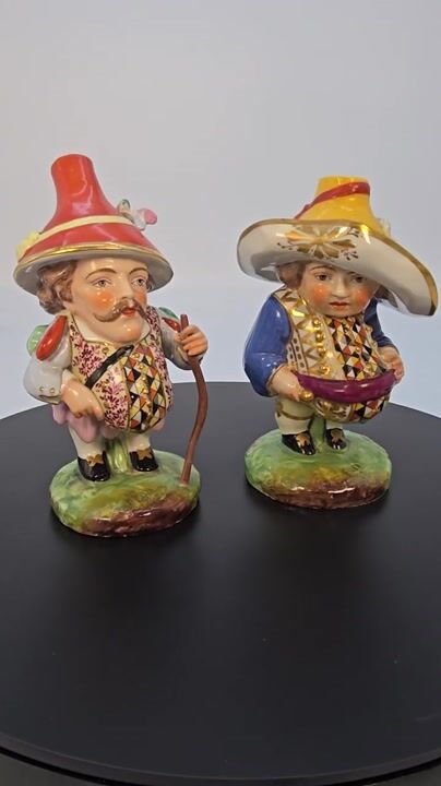 Film of 19th Century Pair of Mansion House Porcelain Dwarves by Samson of Paris.