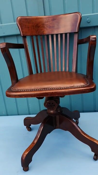 Film of Antique Edwardian Rise and Fall Swivel Chair