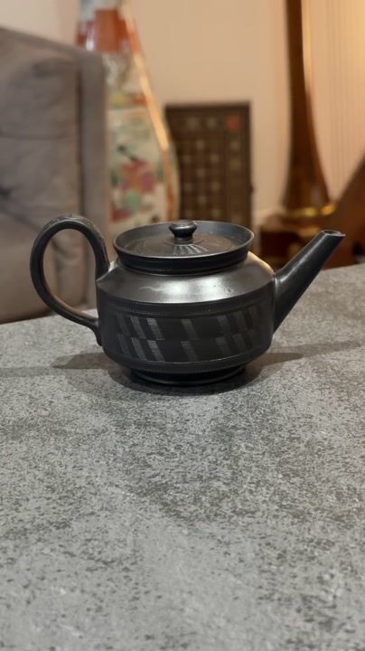 Film of Fine Early Basalt Ware Teapot C1800 Likely E.meyer or Cobridge