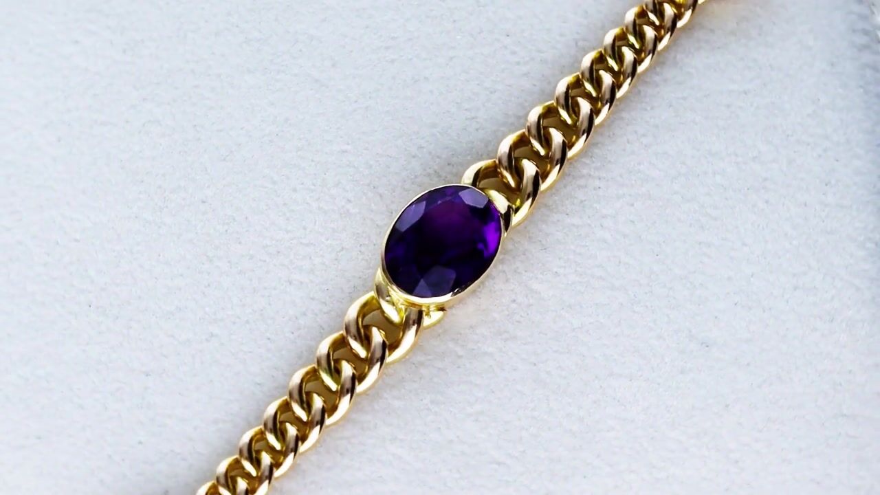 Film of 4.35ct Amethyst and 15ct Yellow Gold Bracelet - Antique Victorian