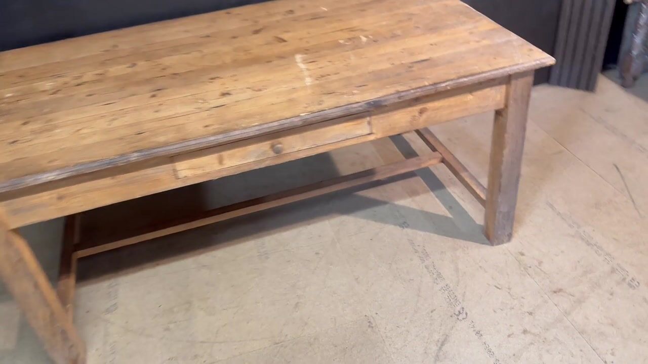 Film of French Pine Farmhouse Kitchen Table