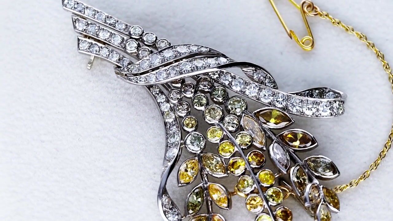 Film of Antique 9.45ct Diamond and Palladium Flower Spray Brooch Circa 1920