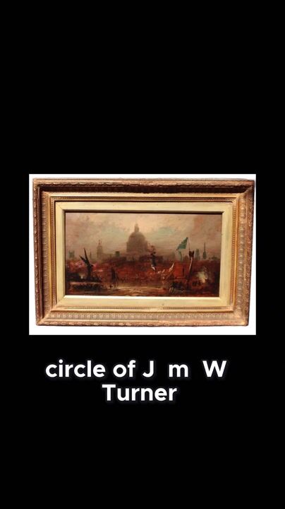 Film of Early 19th Century Oil Study of the Lord Mayor’s Procession on the Thames, Manner of J. M. W. Turner
