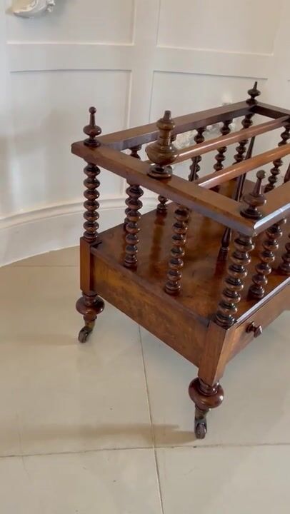 Film of Large Fine Quality Antique Victorian Burr Walnut Canterbury