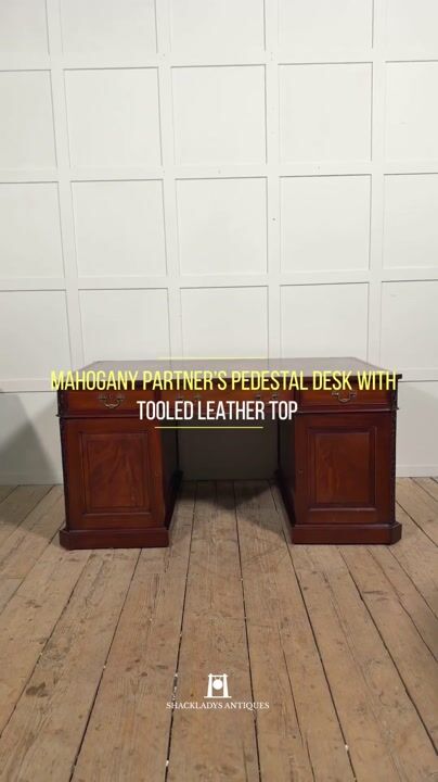 Film of Mahogany Partner’s Pedestal Desk with Tooled Leather Top