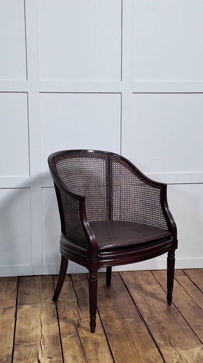 Film of Edwardian Mahogany and Cane Tub Armchair