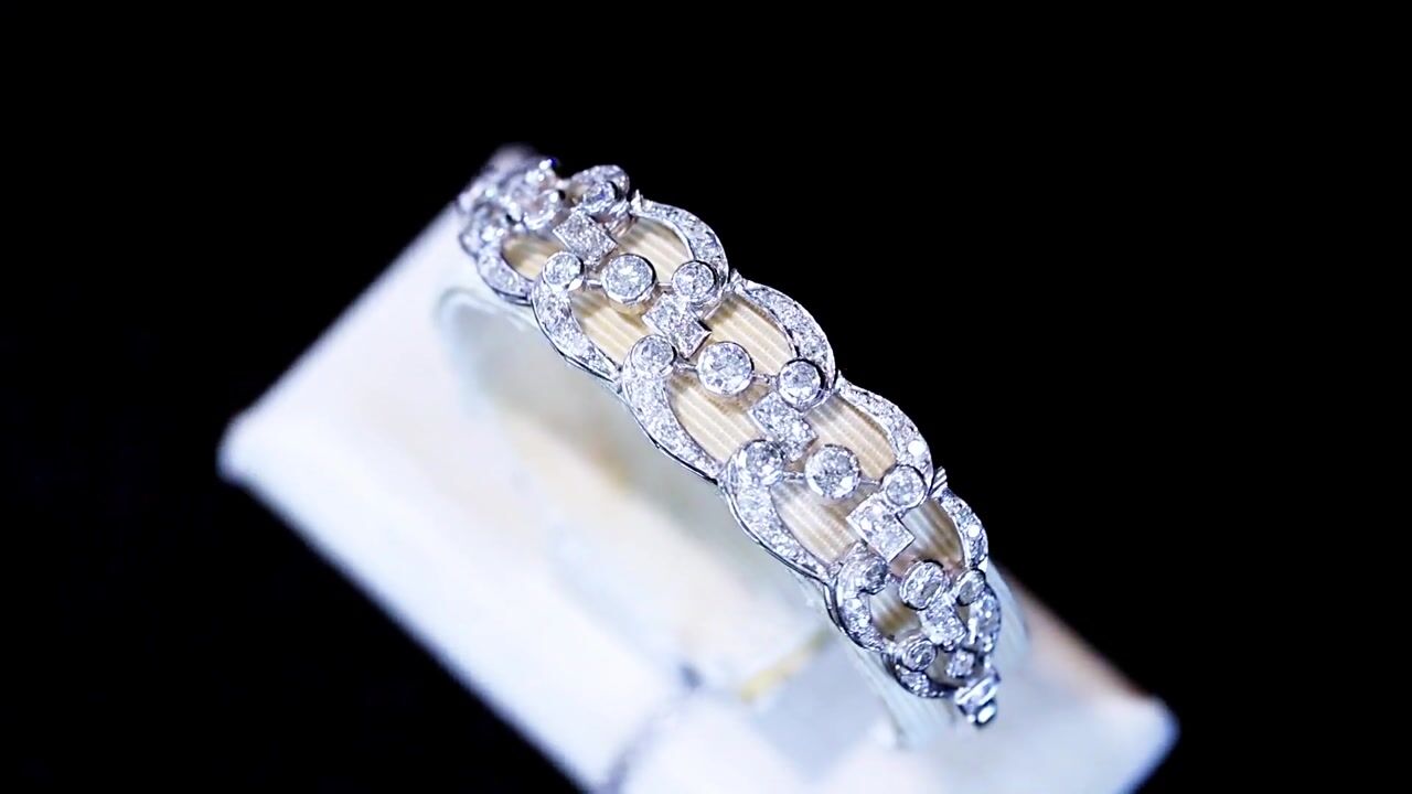Film of 3.92ct Diamond and Platinum Bracelet - Art Deco - Antique Circa 1930