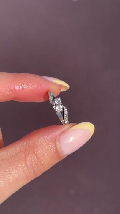 Film of Antique Diamond 'Toi Et Moi' Two Stone Twist 18ct White Gold Ring