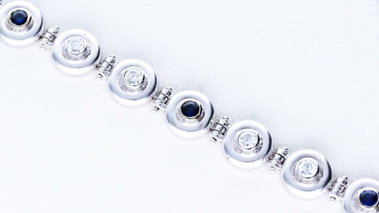 Film of Vintage 0.72ct Sapphire and 1.80ct Diamond 18ct White Gold Bracelet Circa 1960