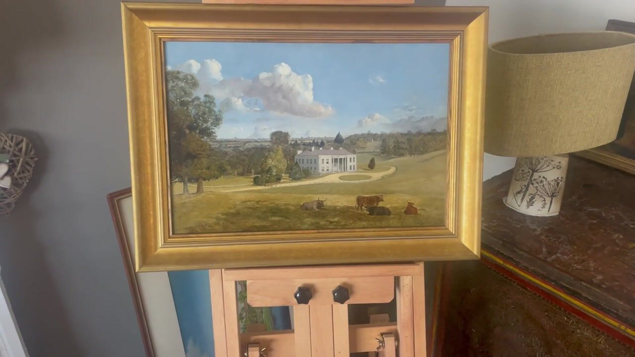 Film of 19th Century Painting of Warlies House Waltham Abbey Essex