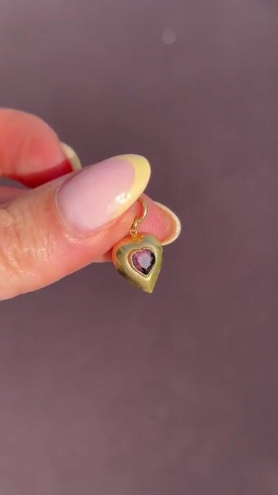 Film of Antique Amethyst Paste Heart 18ct Gold Charm Pendant
