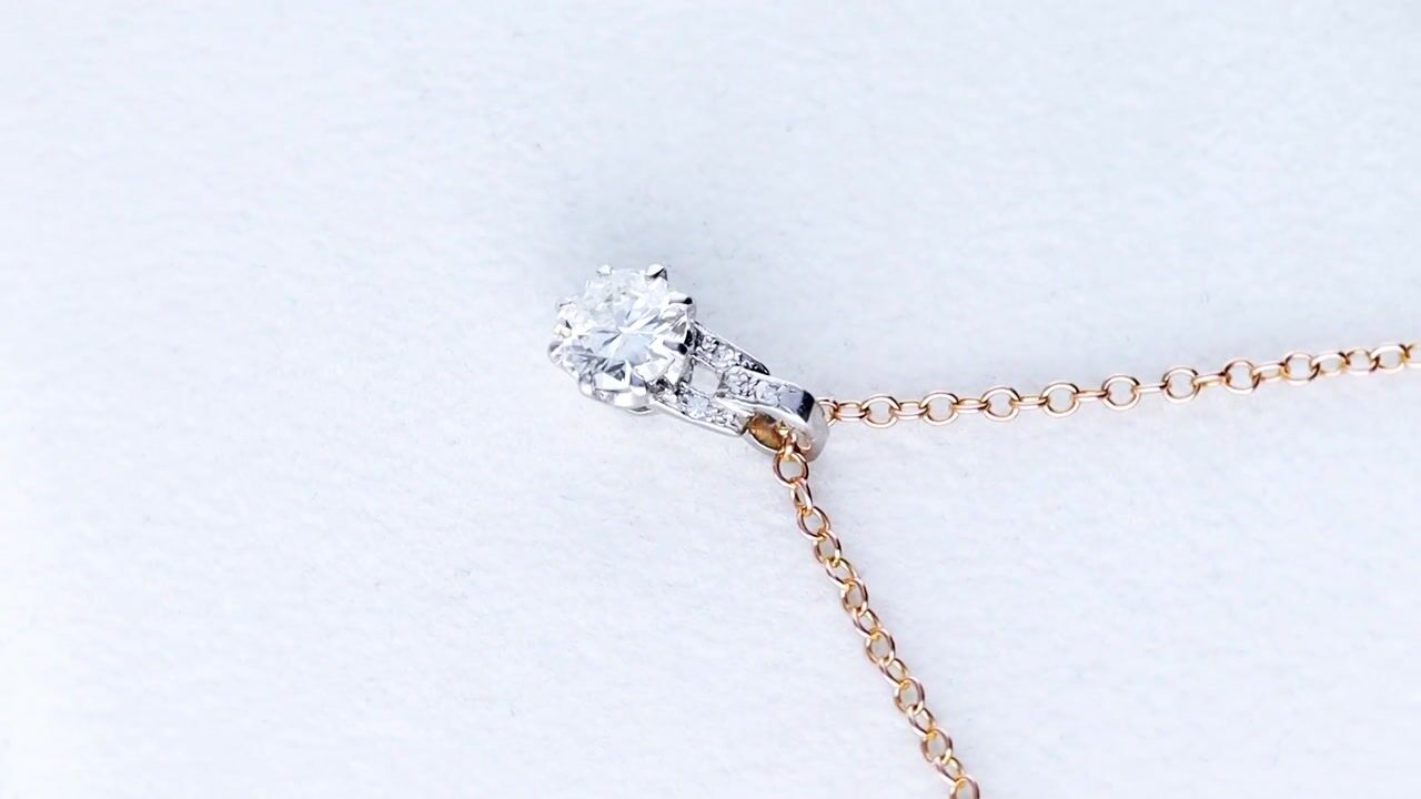 Film of Antique 1.11ct Diamond and Platinum Solitaire Pendant Circa 1930