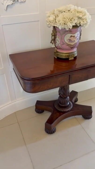 Film of Antique William IV Quality Figured Mahogany Card/console Table