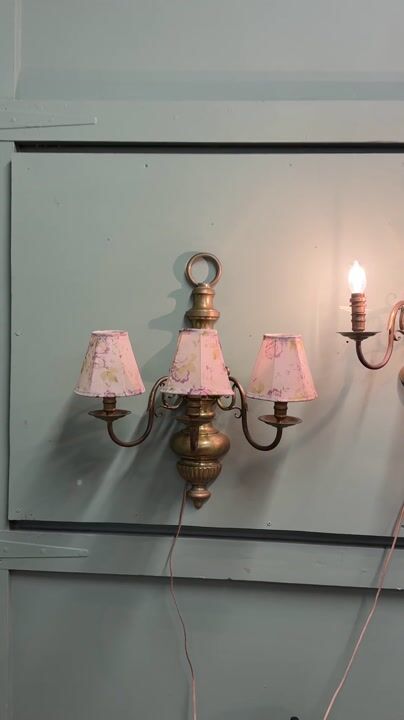 Film of A Pair of Large French Arts and Crafts Brass Wall Lights
