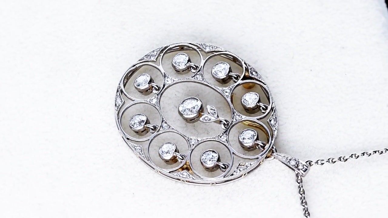 Film of 1.03ct Diamond and Platinum Pendant - Antique Circa 1920