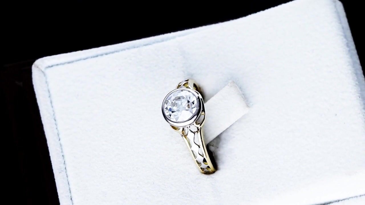 Film of 1.35ct Diamond and 15ct Yellow Gold Solitaire Engagement Ring - Antique Circa 1900