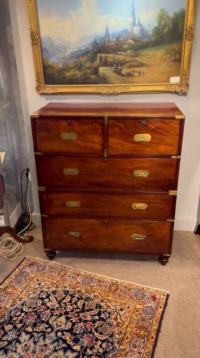 Film of Victorian Mahogany Military Chest with Brass Fittings – 19th‑century Campaign Furniture