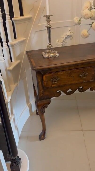 Film of Antique Georgian Style Oak Dresser Base Sideboard Cabriole Leg Console Table