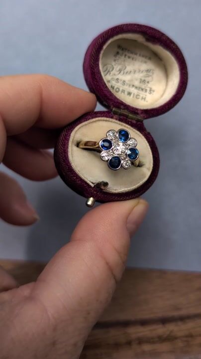 Film of Art Deco 18ct Gold Sapphire and Diamond Ring