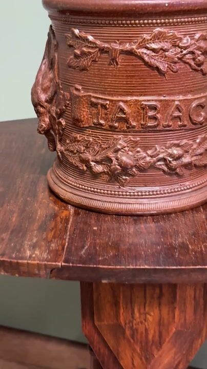 Film of Large 19th C French Stoneware Tobacco Pot