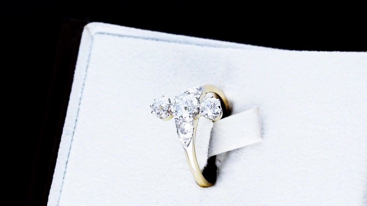Film of Antique 1.46ct Diamond and 18ct Yellow Gold Ring Circa 1920