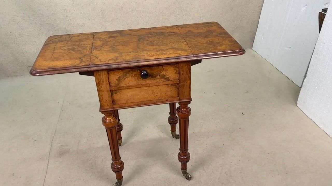 Film of Walnut 19th Century Pembroke Table Bedside Cupboard, Stamped Gillow
