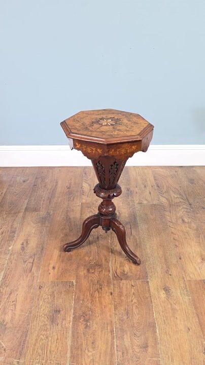 Film of Victorian Needlework Table Sewing Box Walnut 1860
