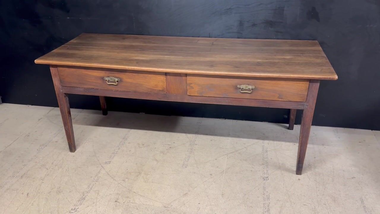Film of Antique French Chestnut Console Prep Table