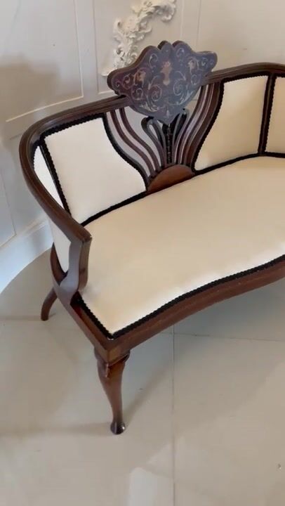 Film of Antique Victorian Quality Mahogany Inlaid Settee