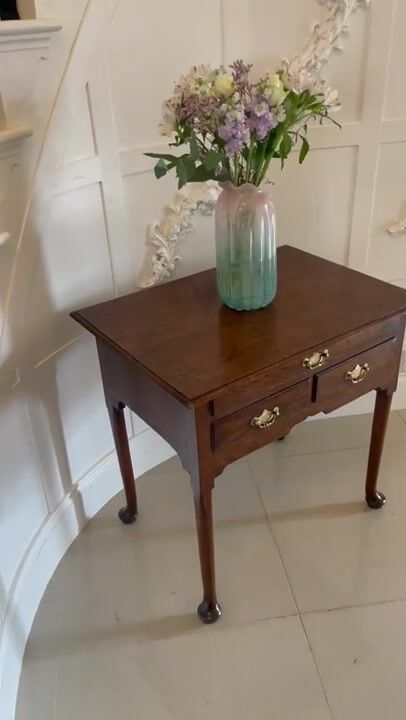 Film of Antique George III Quality Oak Lowboy