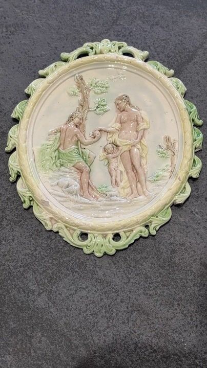 Film of Rare English Oval Pearlware Relief-moulded Plaque, Attributed to Ralph Wood C1790