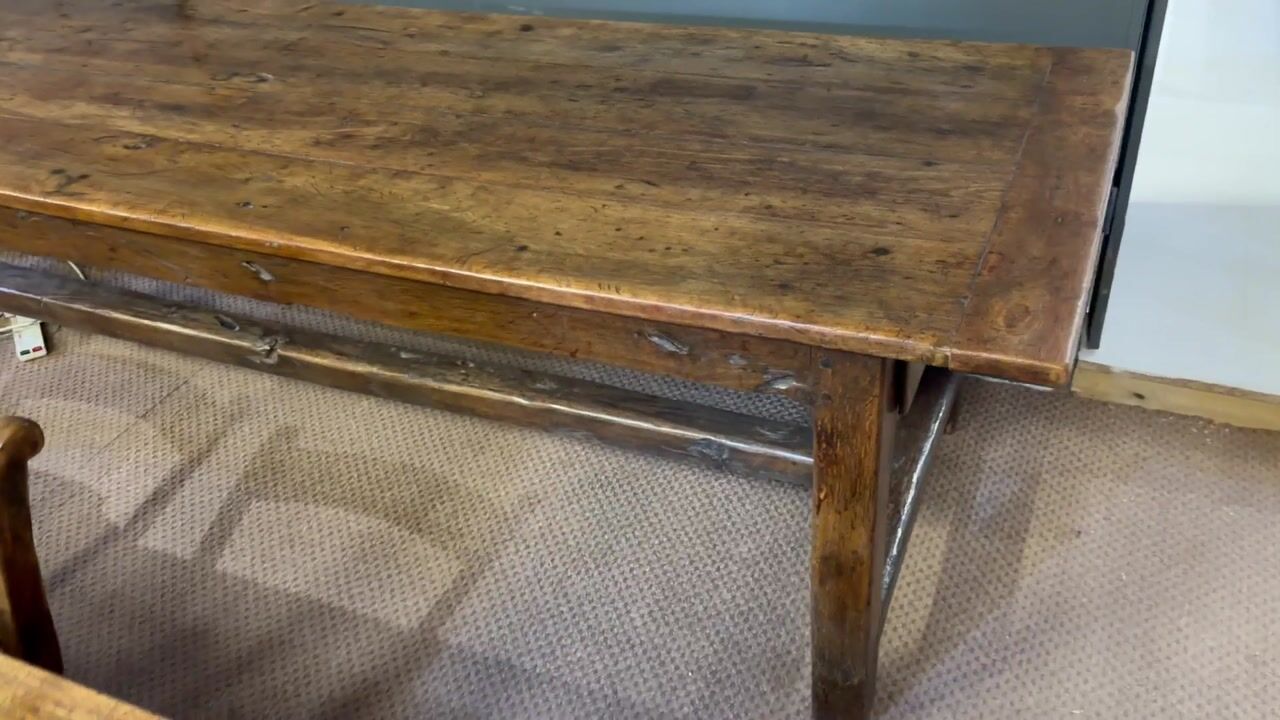Film of Rare Late 18th Century English Oak and Beech Farmhouse Table