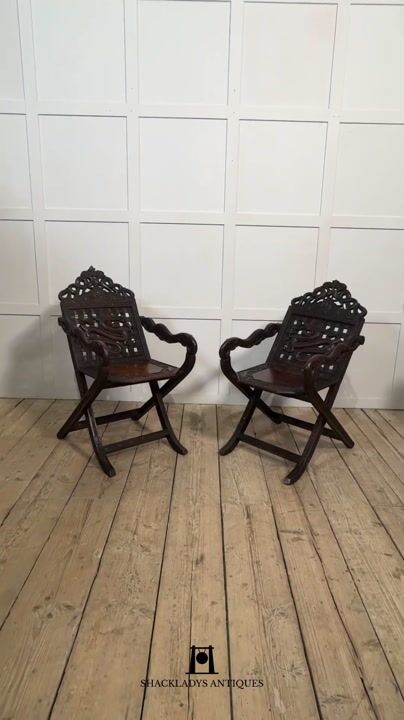 Film of Pair of 19th Century Chinese Folding Armchairs